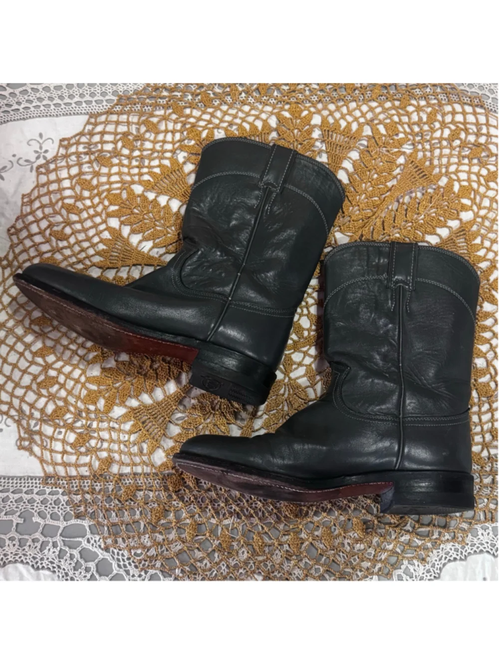 Vintage Justin Grey Leather Cowboy Men's Boots 7.5 C / 9.5 Women's
